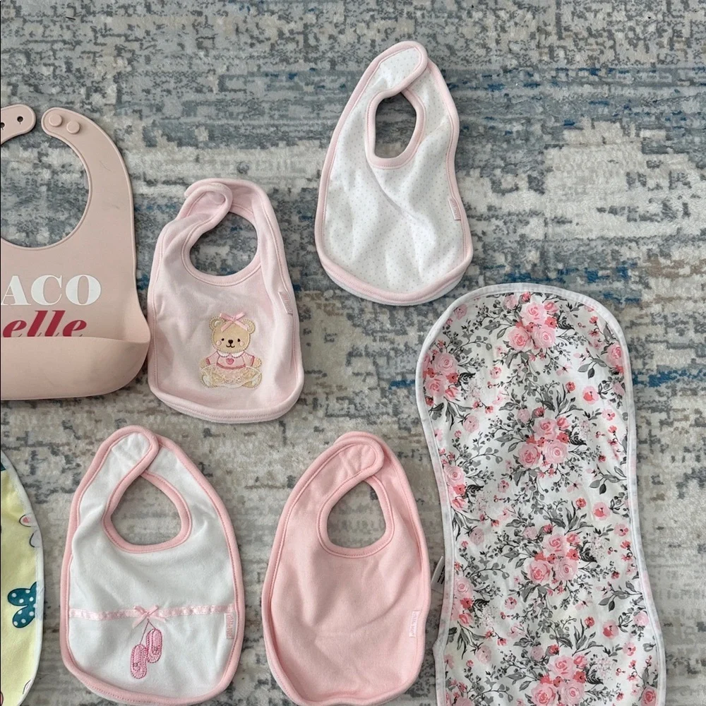 Bundle of Multicolor & Design Baby Bib & Blanket Collection